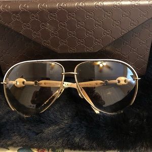 Gucci White Aviator Sunglasses